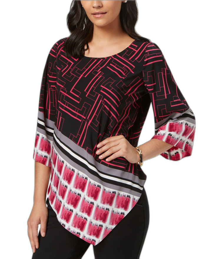 Alfani Petite Mixed Print V Hem Top