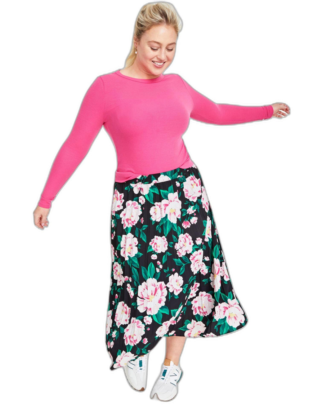 Women's Floral-Print Pleated Midi Skirt