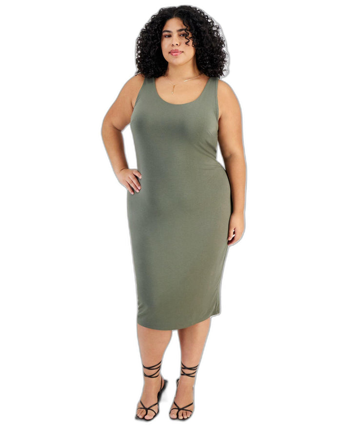 Trendy Plus Size Sleeveless Bodycon Midi Dress