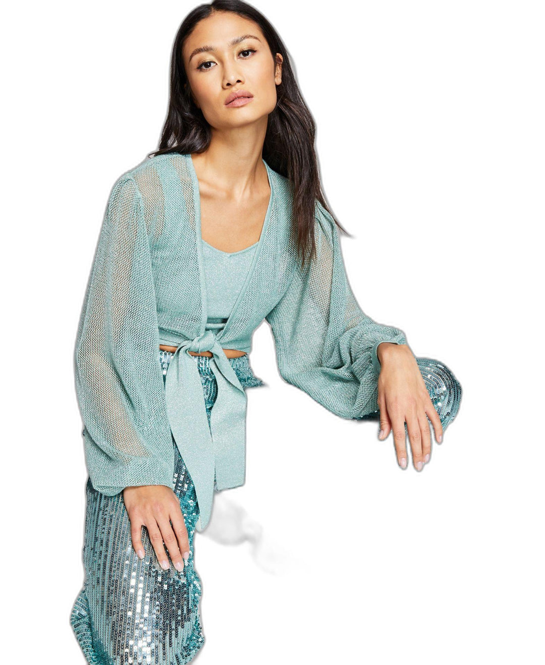 Jeannie Mai X Inc Tie Front Sweater