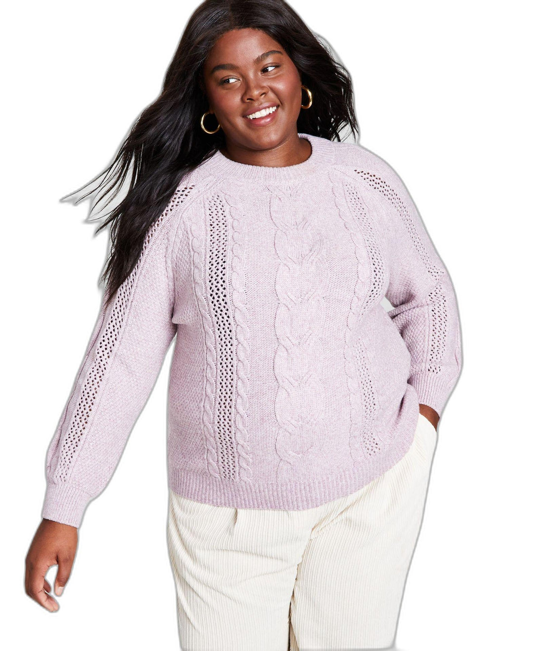 Trendy Plus Size Mixed-Knit Crewneck Sweater