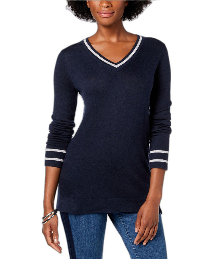 Charter Club Petite Striped Trim Sweater