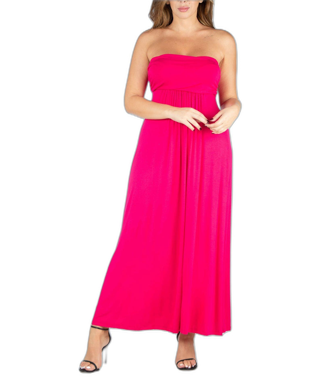 24seven Comfort Apparel Plus Size Strapless Maxi Dress