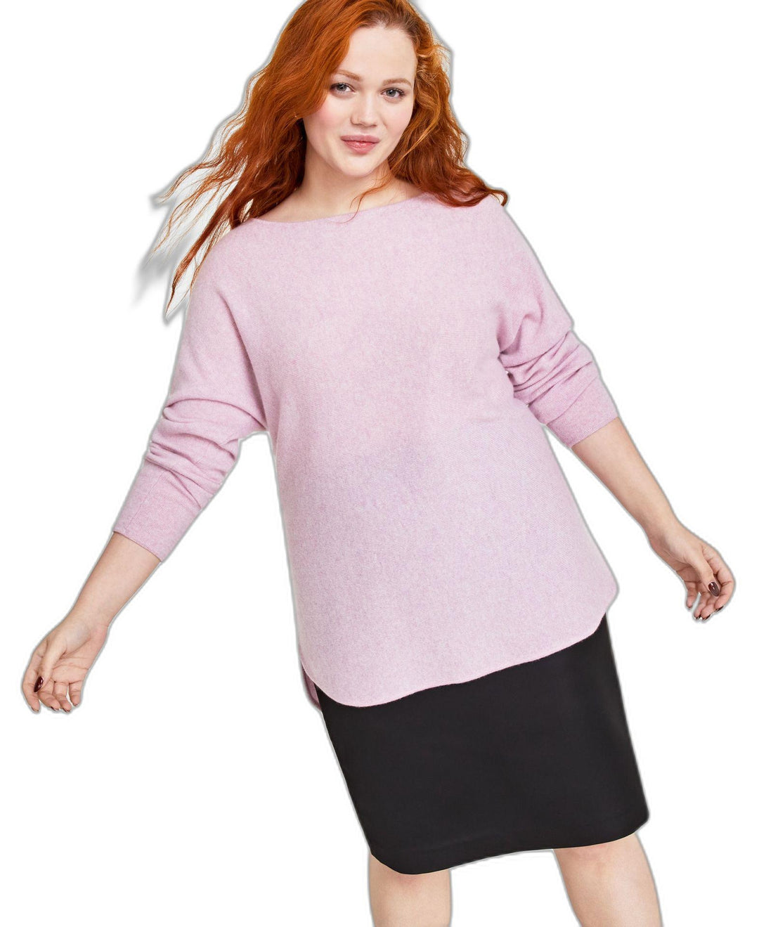 Plus Size 100% Cashmere Shirttail Sweater
