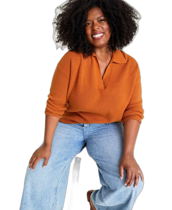 Plus Size Women's Collared V-Neck Sweater