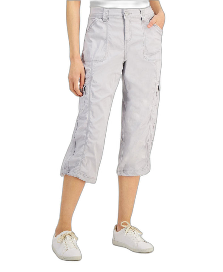 Petite Mid Rise Bungee-Hem Capri Pants