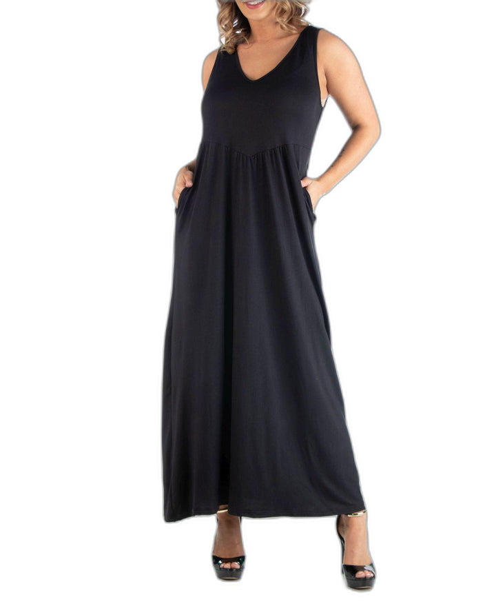 24seven Comfort Apparel Womens Plus Size Maxi Sleeveless Dress