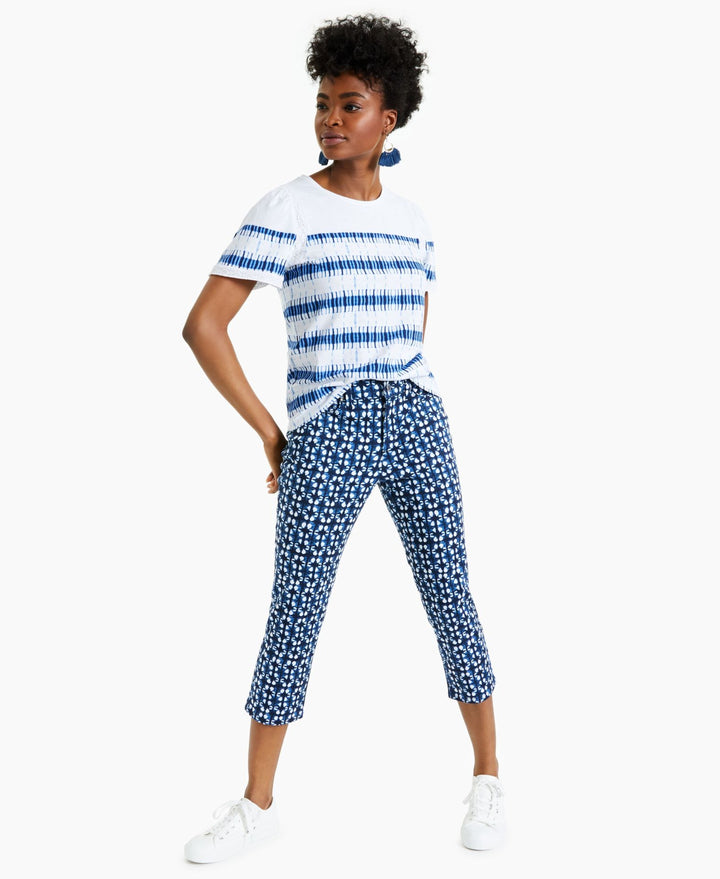 Charter Club Printed Bristol Tummy Control Capri Jeans