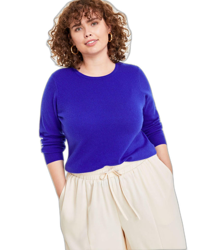 Plus Size 100% Cashmere Crewneck Sweater