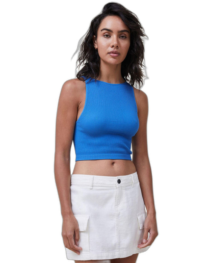Women's Seamless High-Neck Cropped Tank Top
