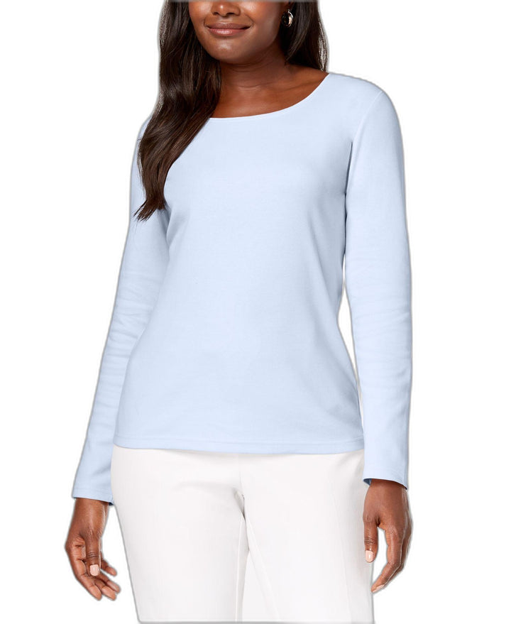 Karen Scott Cotton Scoop Neck Top