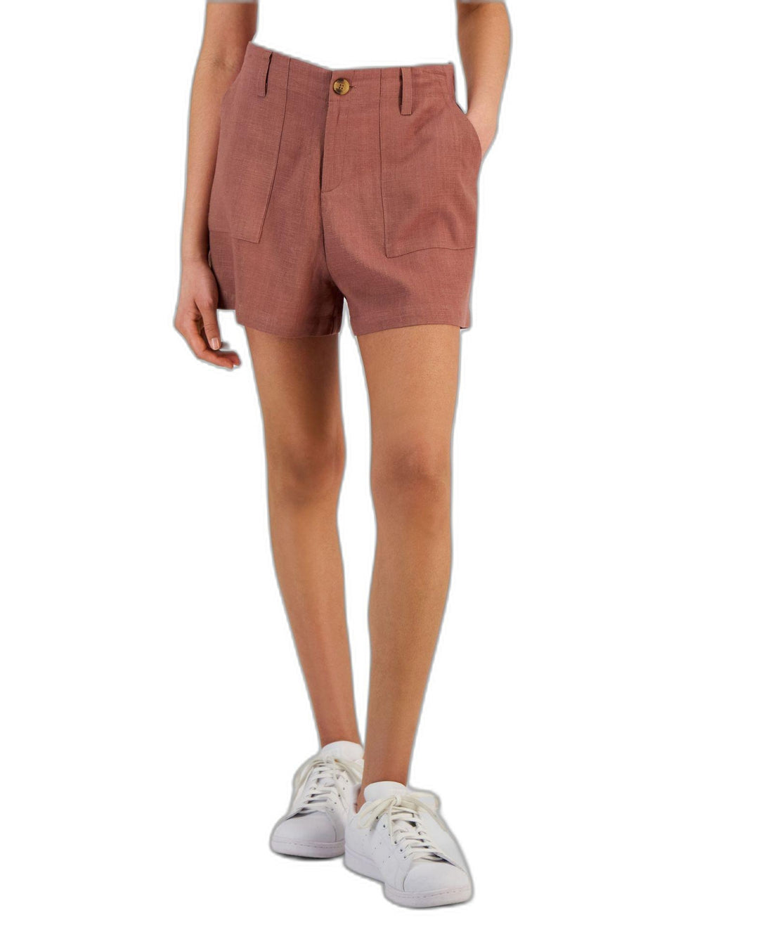 Women's High Rise Patch Pocket Linen Blend Shorts