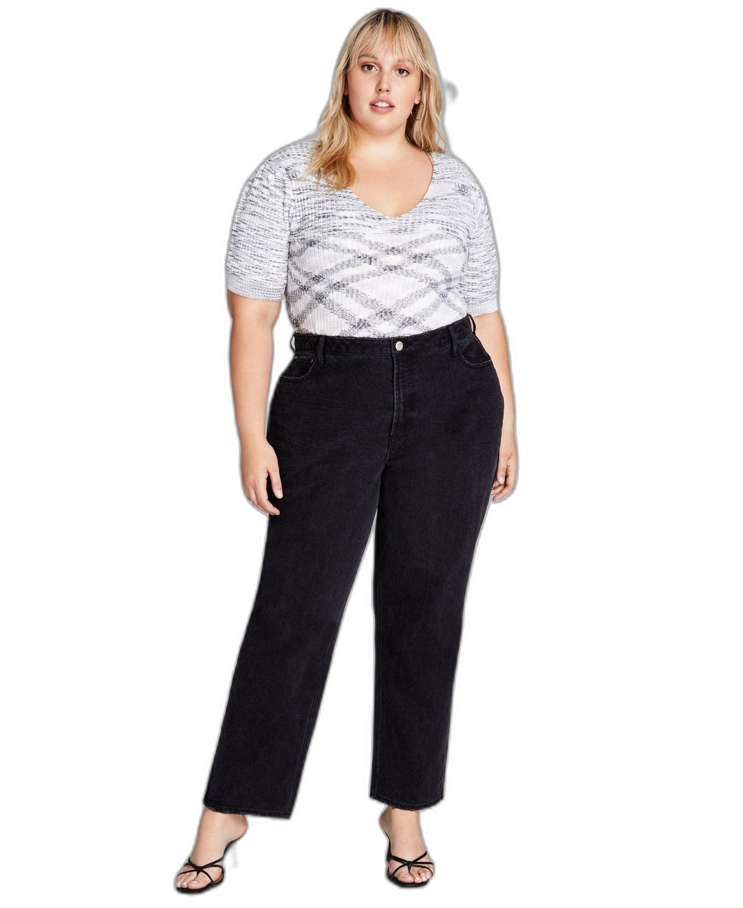 Trendy Plus Size Cotton Ultra High Rise Ripped Jeans