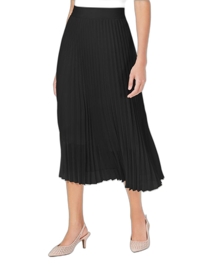 Women's Pleated Midi Skirt  Deep Black M