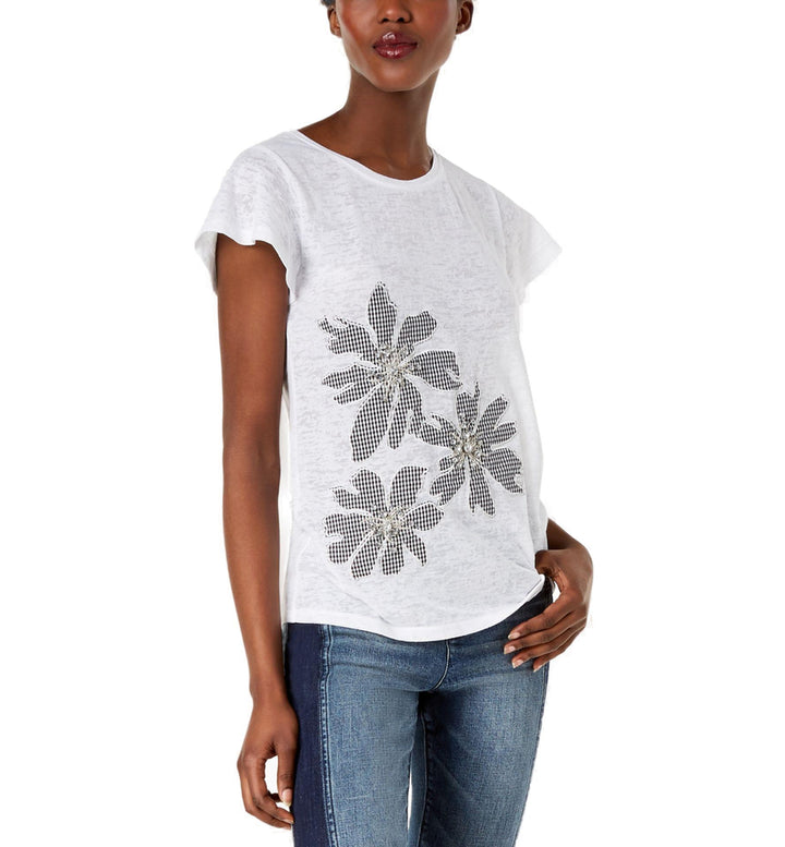 Embellished Mixed Media Top