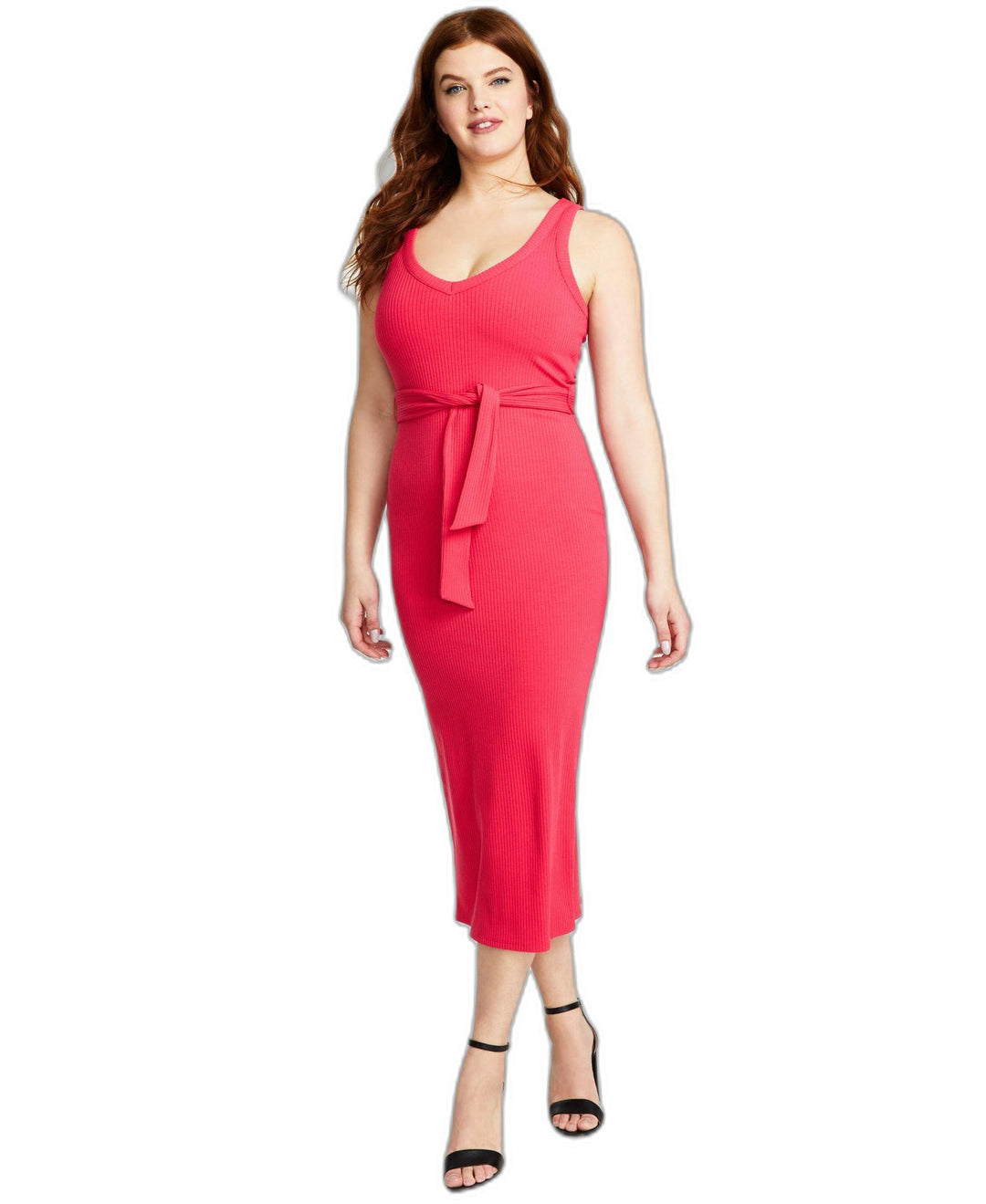 Women's Sleeveless V-Neck Midi Dress