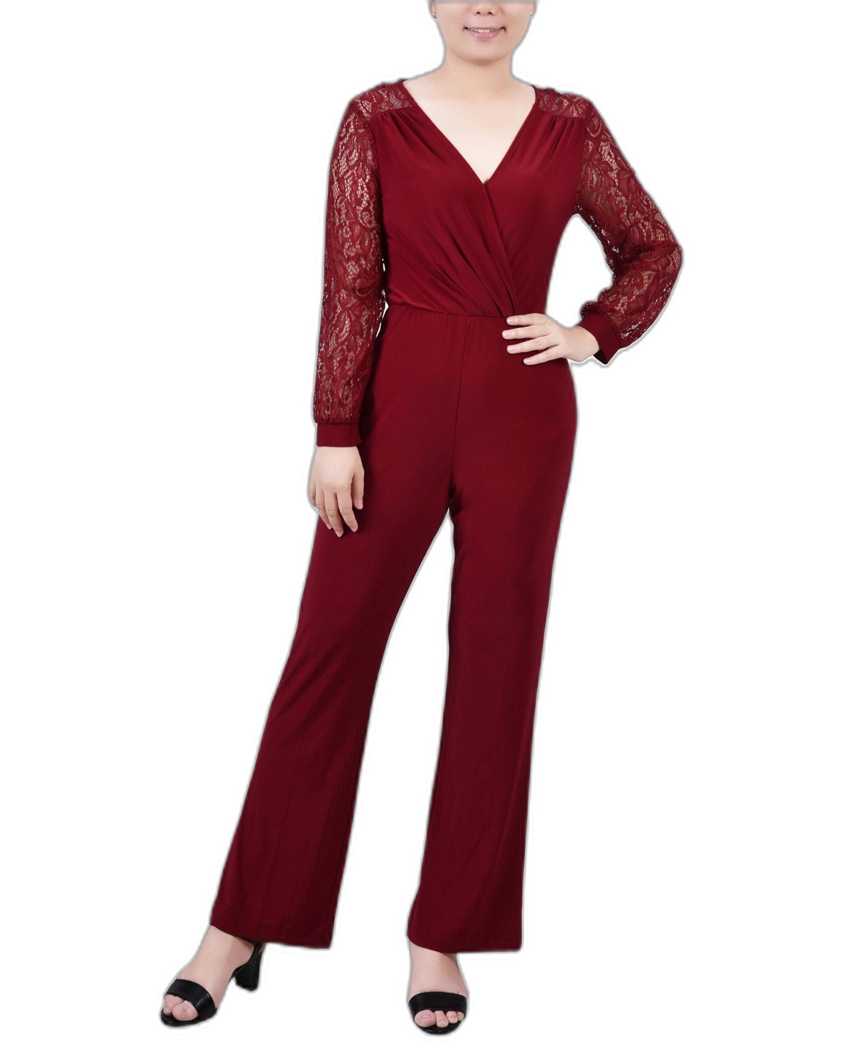 Petite Jumpsuit with Lace Sleeve