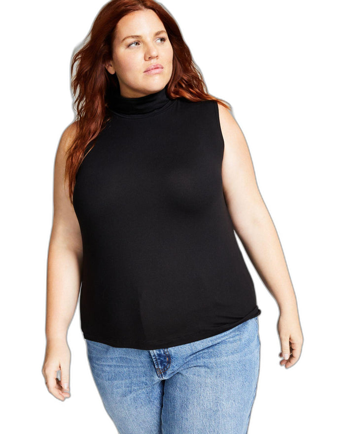 Plus Size Sleeveless Turtleneck Top