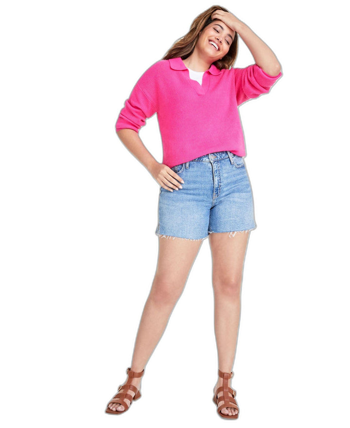Plus Size Women's Collared V-Neck Sweater