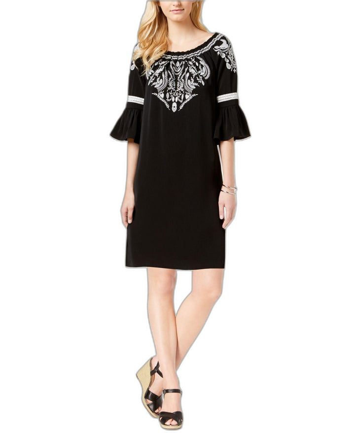 Charter Club Embroidered Bell Sleeve Dress