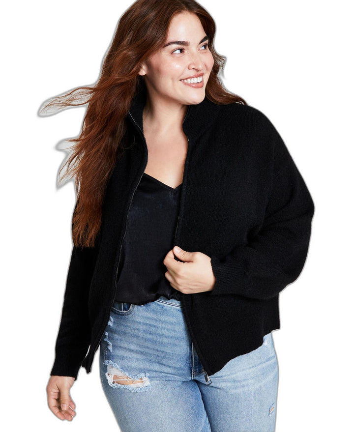 Trendy Plus Size Zippered Mock-Neck Sweater
