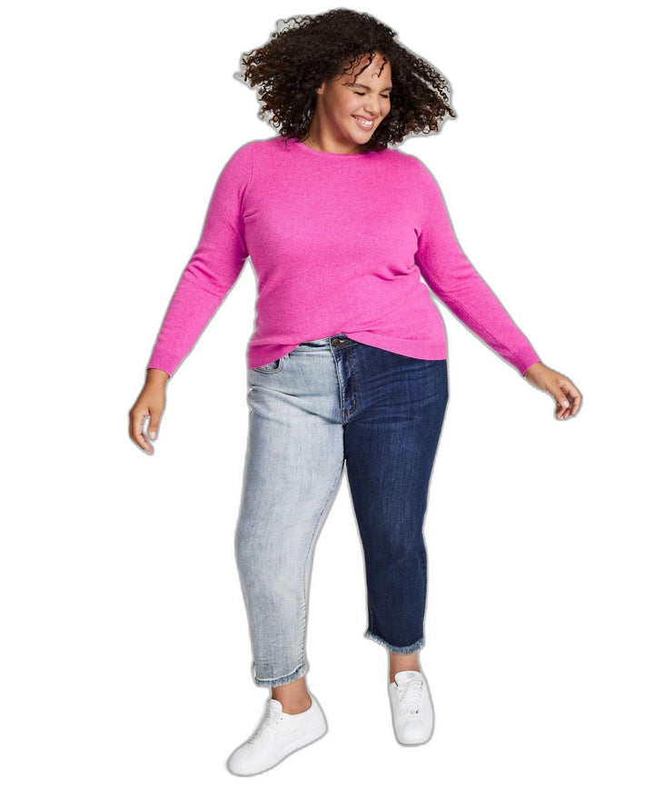 Plus Size 100% Cashmere Crewneck Sweater