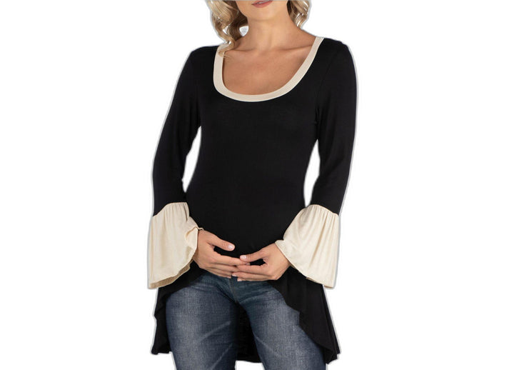 Swing High Low Bell Sleeve Maternity Tunic Top