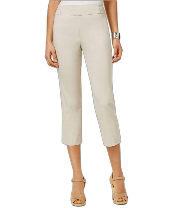 JM Collection Petite Rivet Detail Tummy Control Capri Pants