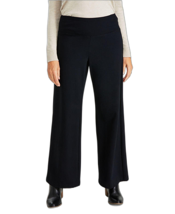 Women's Ponté-Knit Wide Leg Pants Deep Black XS