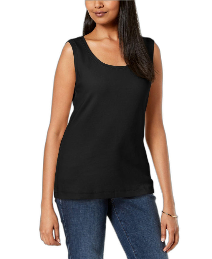 Karen Scott Cotton Sleeveless Scoop Neck Top