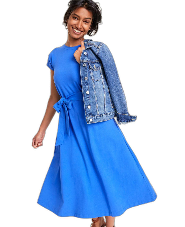 Women's Tie-Waist A-Line Midi Dress