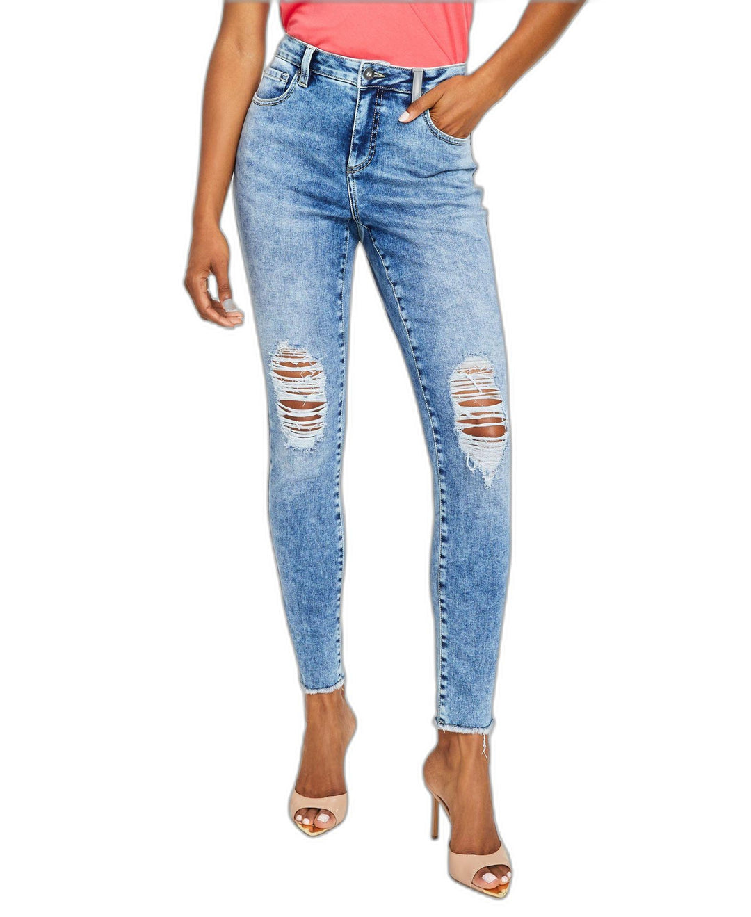 INC International Concepts Womens Mid Rise Destructed Skinny Jeans