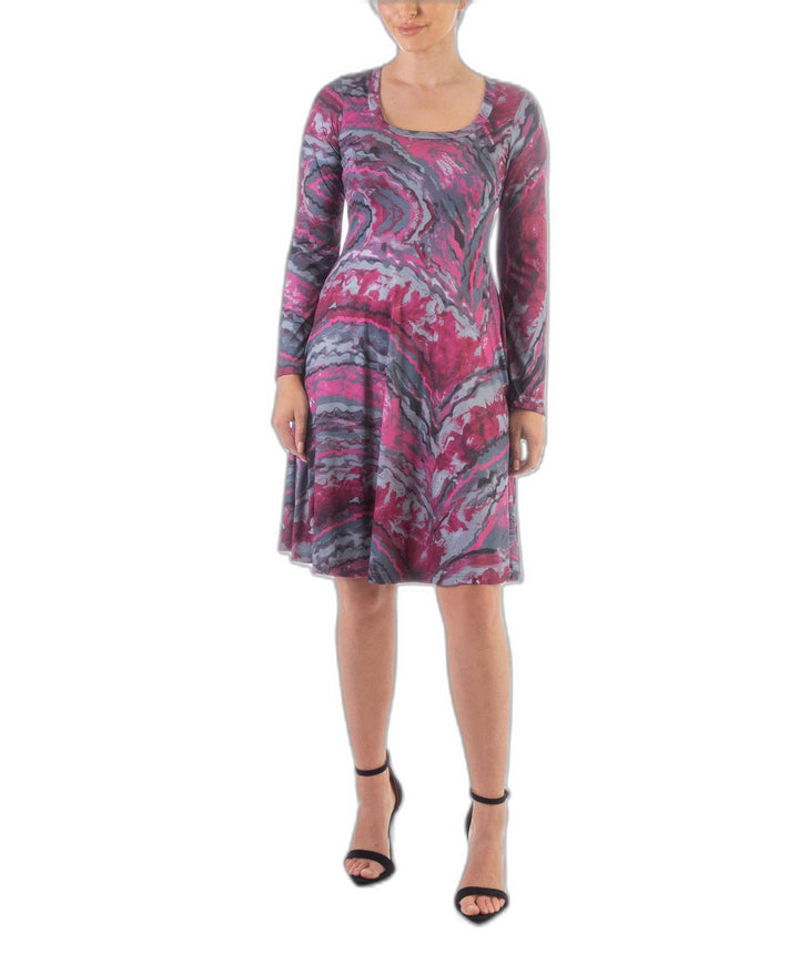 24seven Comfort Apparel Womens Long Sleeve Knee Length T-Shirt Dress