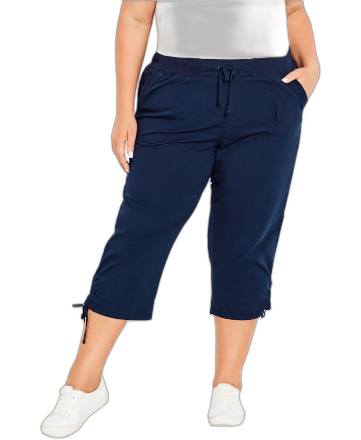 Plus Size Cotton Cinch Capri Pants
