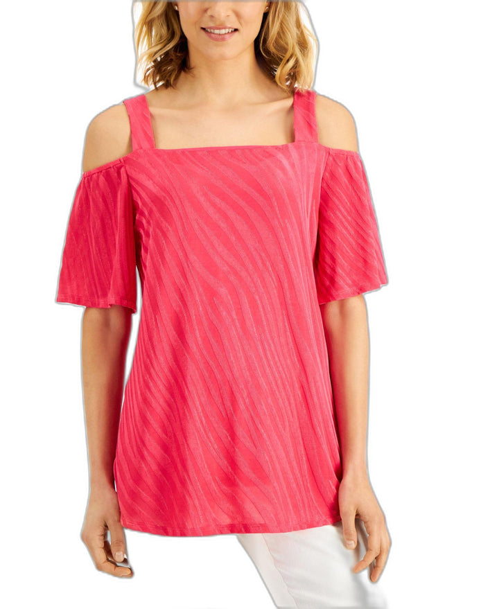JM Collection Cold Shoulder Top
