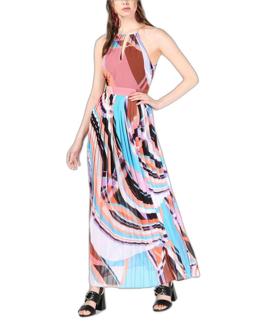 Bar III Printed Halter Neck Maxi Dress Sunset Wave 8 Bar III Printed Halter Neck Maxi Dress Sunset Wave 8