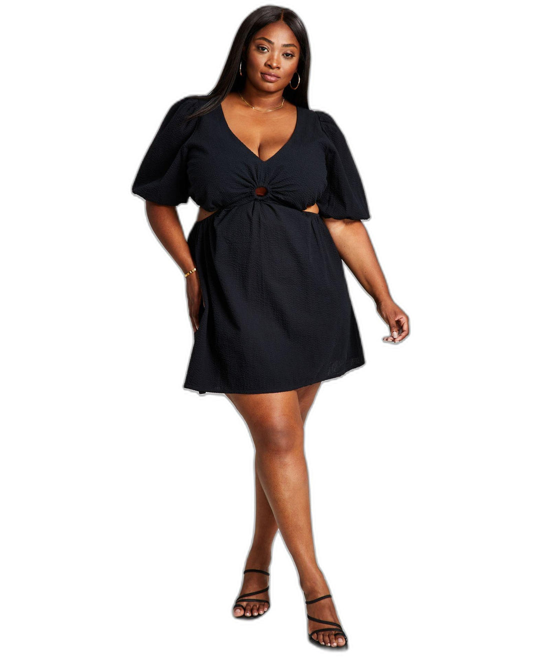 And Now This Trendy Plus Size Keyhole Mini Dress