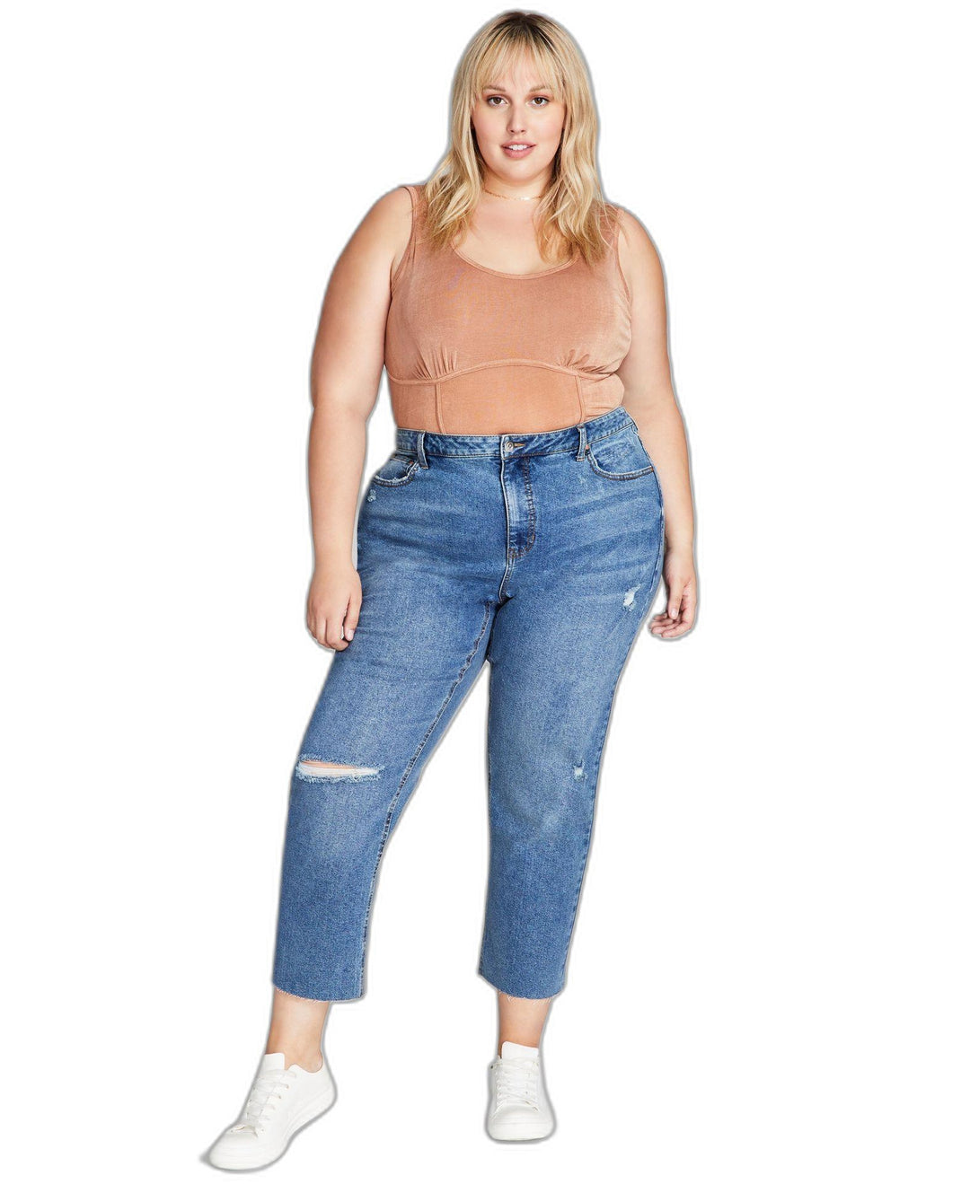Trendy Plus Size Ripped Mom Jeans