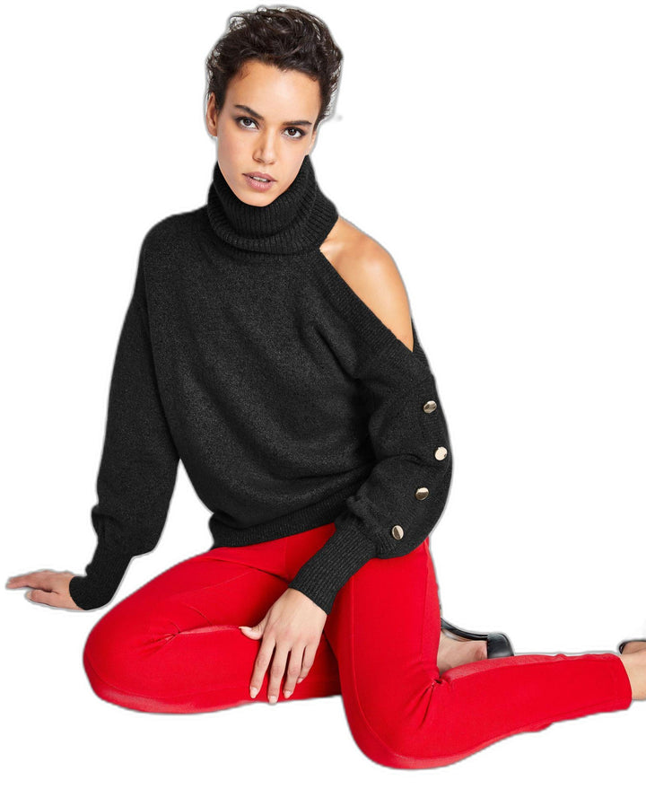 Women's Cold-Shoulder Turtleneck Sweater