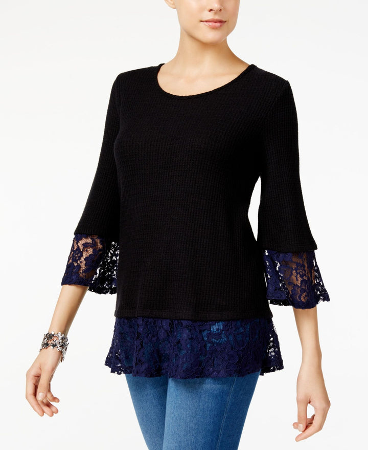 Style & Co Petite Lace Trim Top
