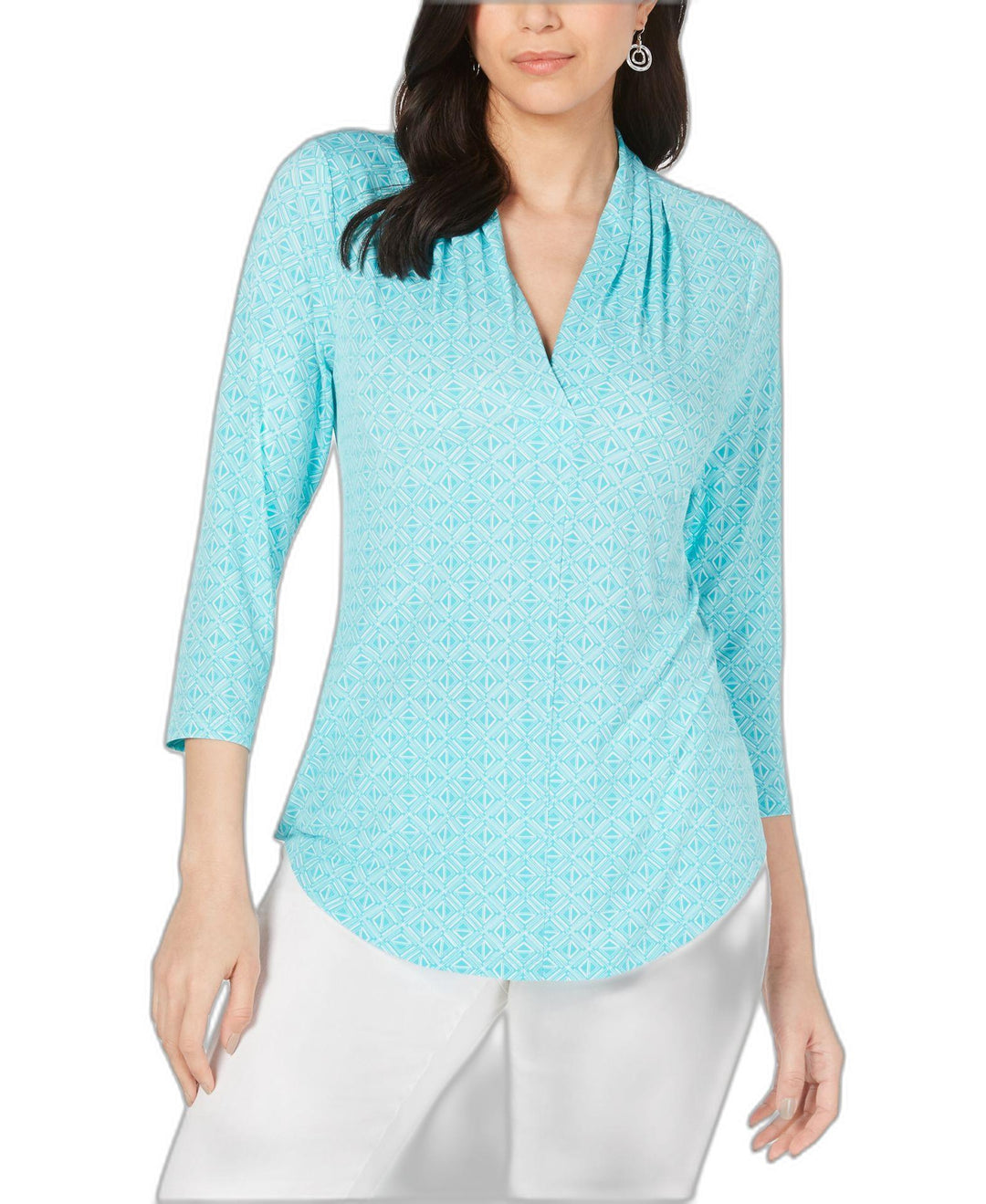 Printed V-Neck Top