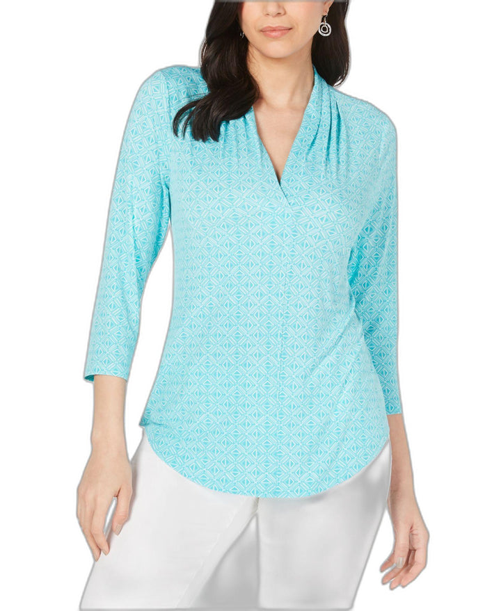 Printed V-Neck Top