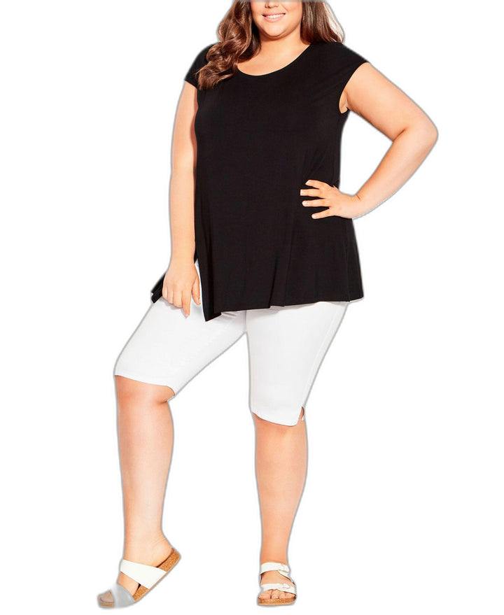 Plus Size Split Side Plain Top