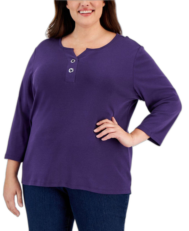 Plus Size Toggle-Neck Top