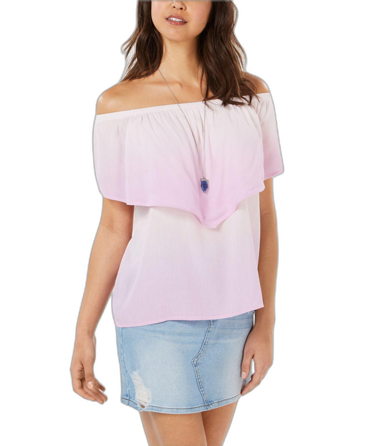 Juniors' Off-The-Shoulder Flounce Top