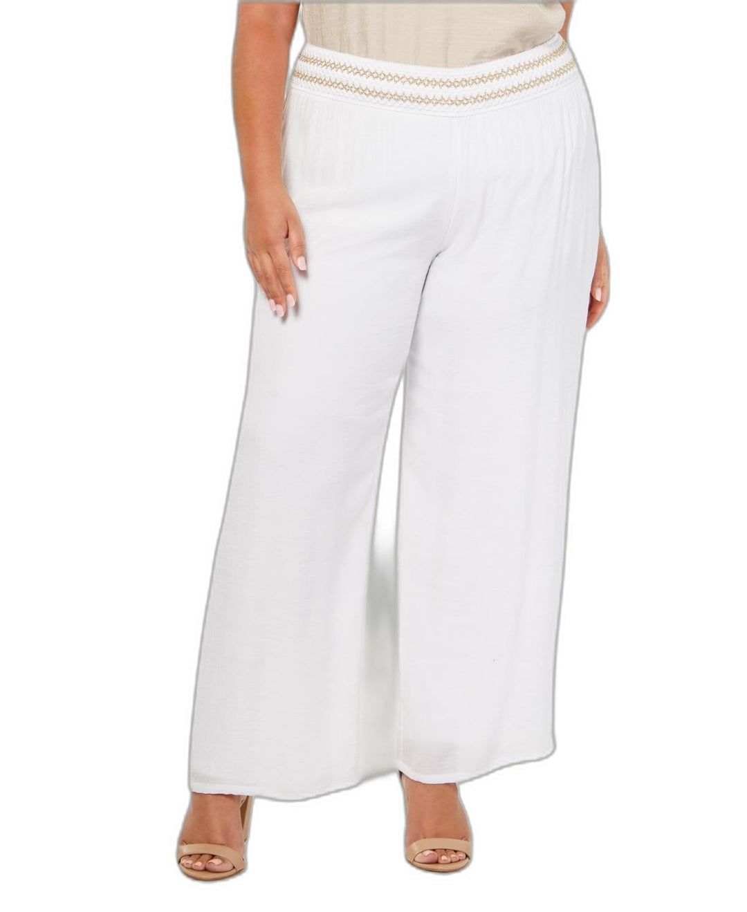 JM Collection Plus Size Lined Gauze Pull On Pants