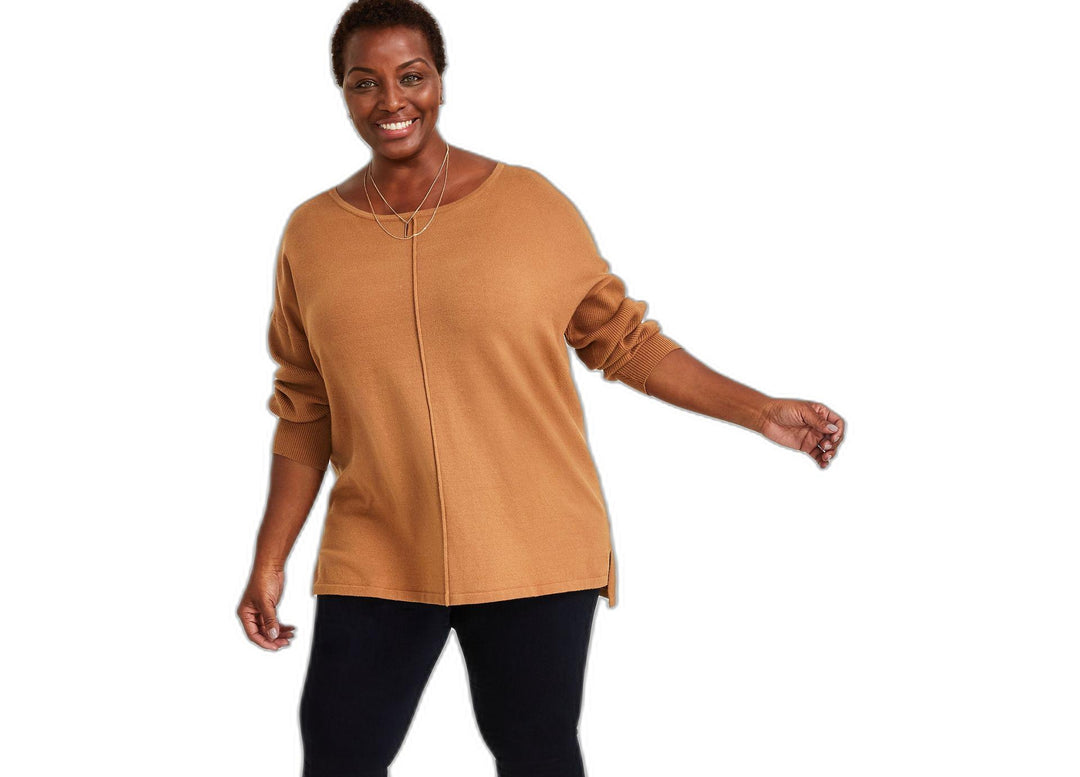 Plus Size Front-Seam Tunic Sweater
