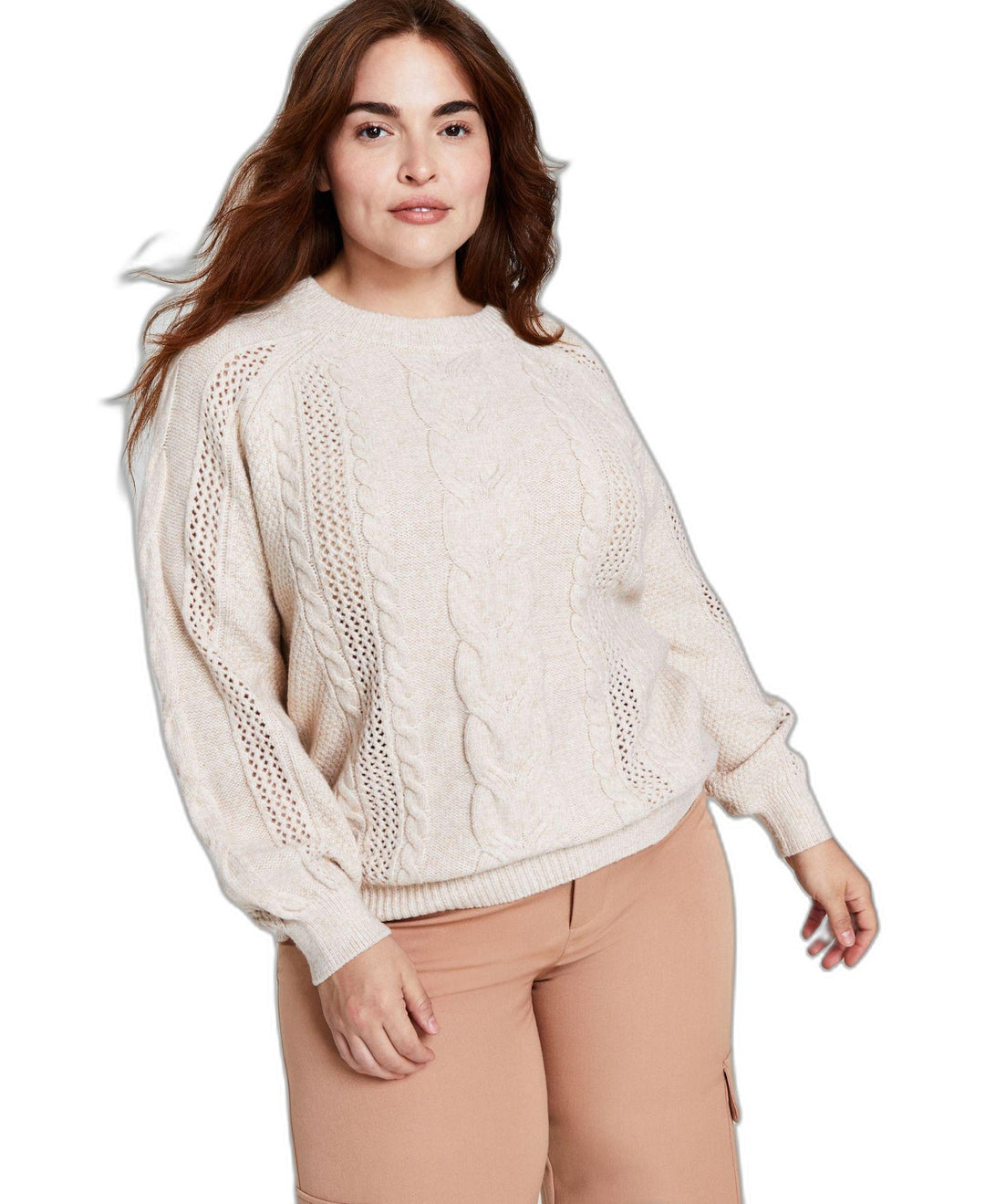 Trendy Plus Size Mixed-Knit Crewneck Sweater