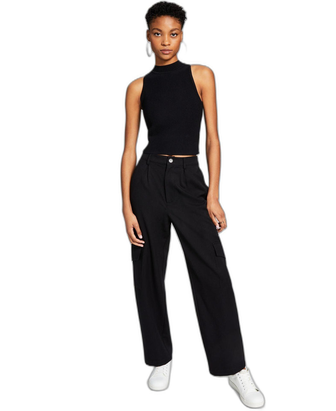 And Now This Womens Sleeveless Mock-Neck Ottoman Top