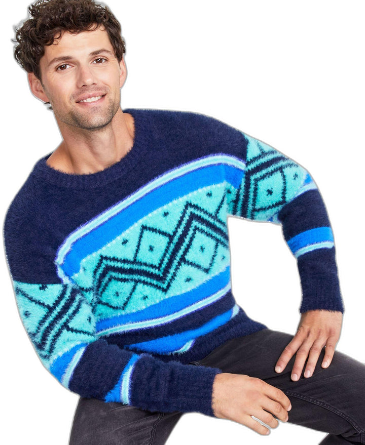 Holiday Lane Men's Fair Isle Crewneck Long-Sleeve Sweater
